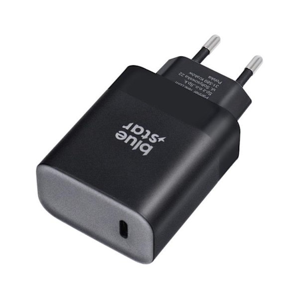 Blue Star Supersnabb laddare 45W med USB C-uttag 3A med PD och QC 4.0 Svart