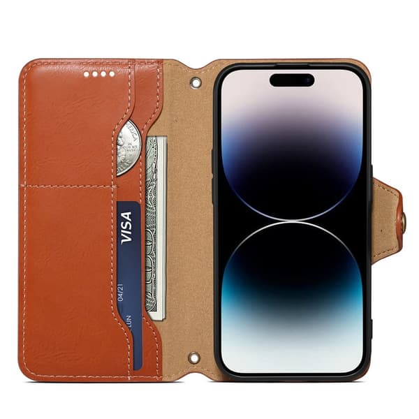 DENIOR iPhone XR Plånboksfodral Konstläder med Konstlädertextur - Brun
