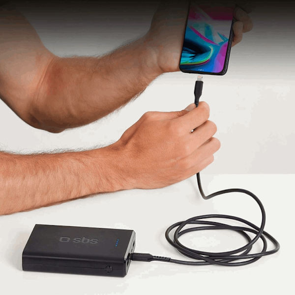 SBS USB-C - Lightning Kabel 1m - Svart Svart