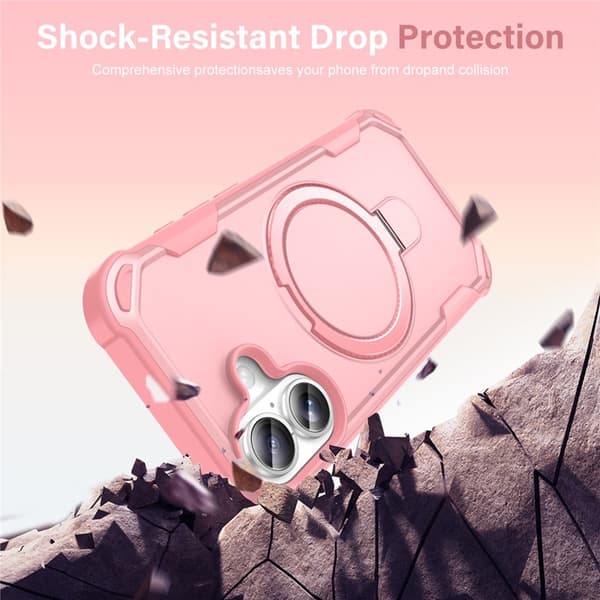 Mobilskal till iPhone 17 MagSafe TPU+PC Kickstand Shockproof - Rosa Rosa