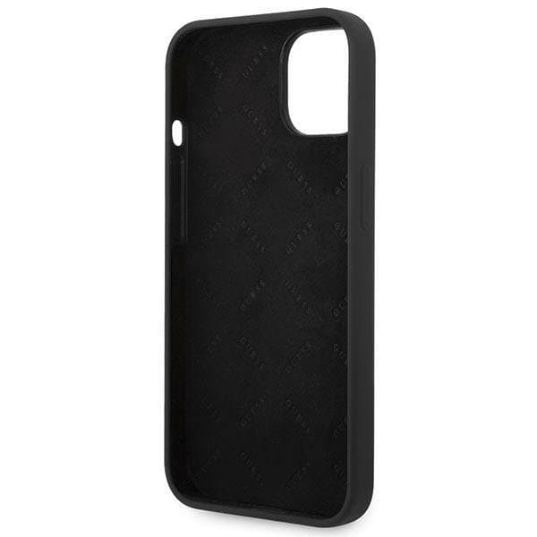 GUESS iPhone 14 Plus Skal Silicone Vintage Gold Logo - Musta Black