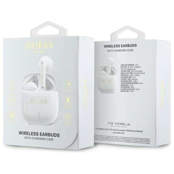 Guess TWS In-Ear Hörlurar Bluetooth Printed Classic Logo - Vit