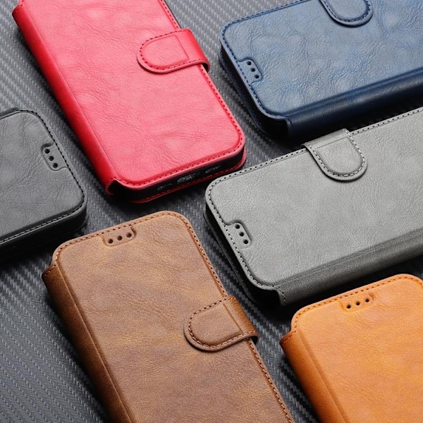 BOOM iPhone 14 Pro Plånboksfodral Calfskin - Grå