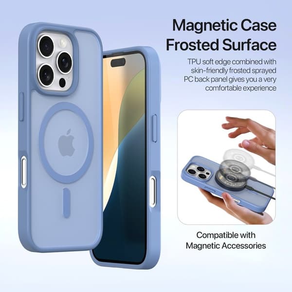 DUX DUCIS Lawa Series iPhone 16 Pro Max Plånboksfodral Äkta läder - Blå