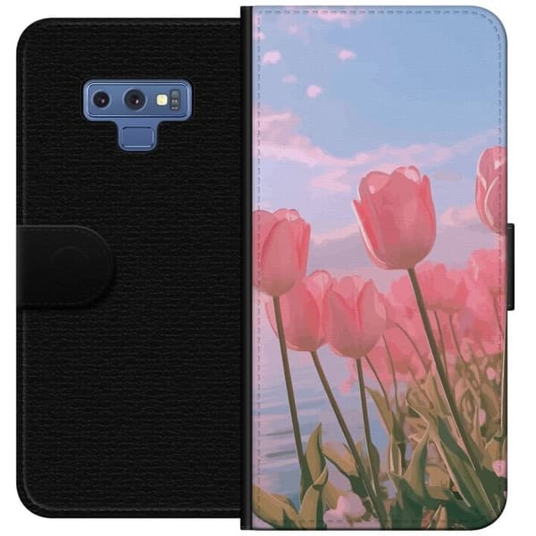 Plånboksfodral till Samsung Galaxy Note9 med Rosa Tulpaner