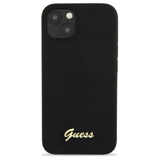 Guess iPhone 13 Skal Magsafe Silicone Script Guld Logo - Svart Svart