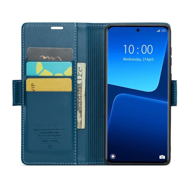 CASEME Xiaomi 13 Pro 5G Plånboksfodral Konstläder RFID-Skydd Blå