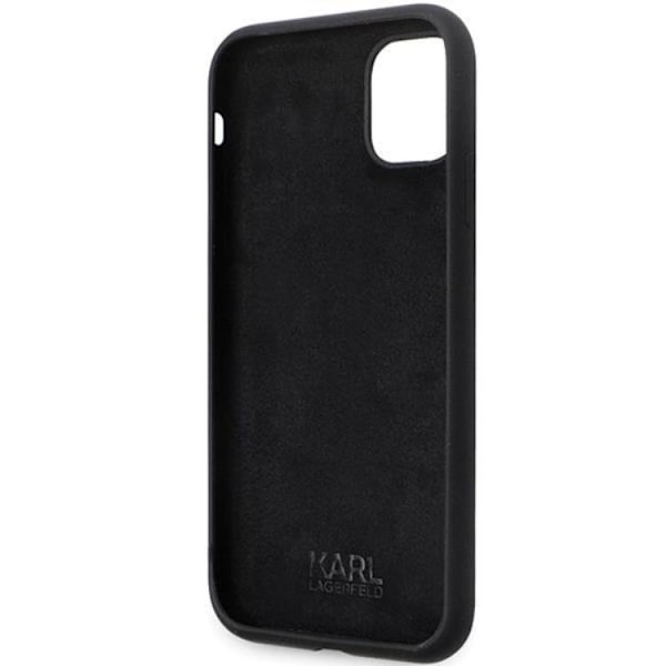 KARL LAGERFELD iPhone 11/XR Mobilskal Silikon Ikonik Metal Pin Svart