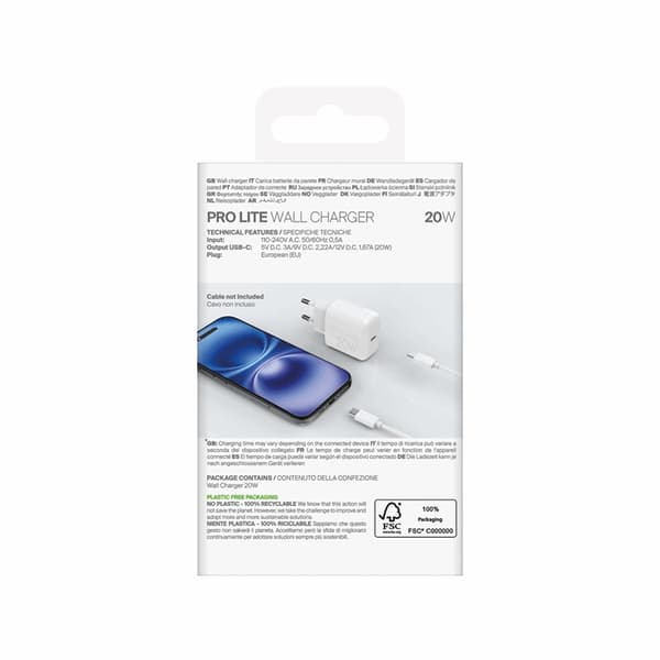 Puro Hurtigoplader 20W USB-C Prolite - Hvid Vit