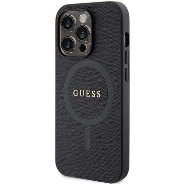 Guess iPhone 15 Pro Mobilskal Magsafe Saffiano - Sort Black