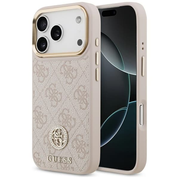 Guess Telefontaske til iPhone 17 Pro Magsafe Rhinestone Logo - Lyserød Rosa