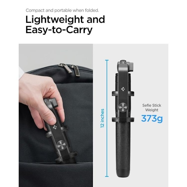 Spigen Bluetooth Selfie Stick Tripod - Musta Svart