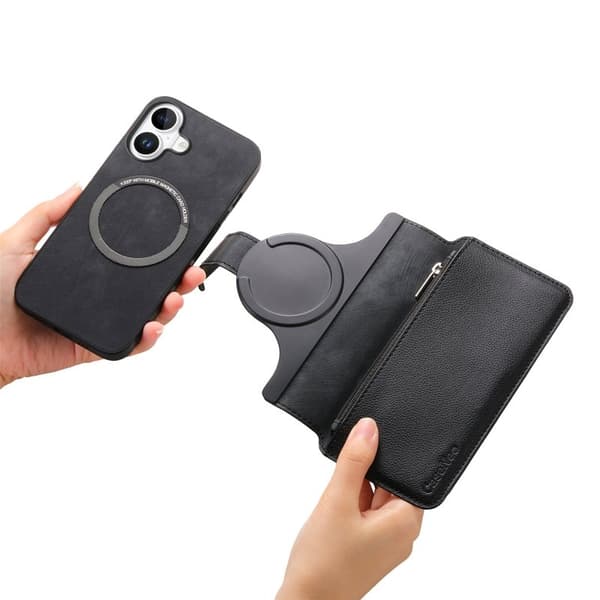 CASENEO MW-02 iPhone 16 Plus Plånboksfodral Konstläder - Svart