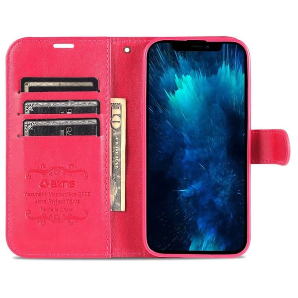 AZNS iPhone 15 Plånboksfodral i Konstläder - Röd