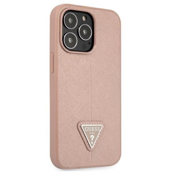 Guess iPhone 13 Pro/13 Case Saffiano Triangle -logo - vaaleanpunainen