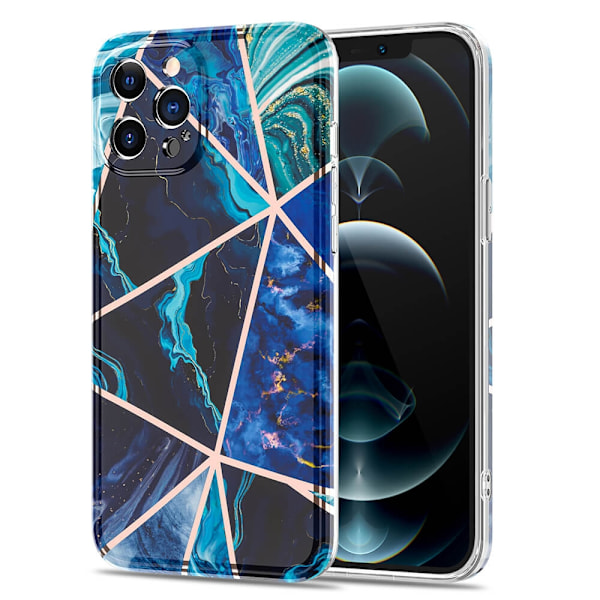 BOOM - Grid iPhone 12 Pro Max Skal - Blå Marmor Blå