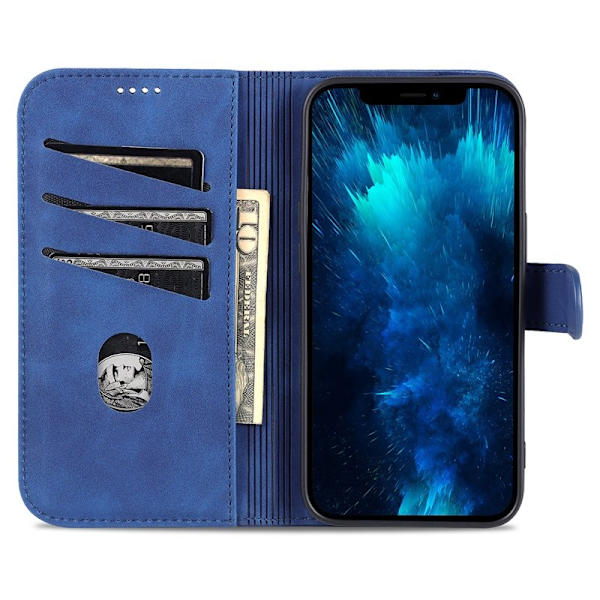 AZNS iPhone 16 Pro Plånboksfodral Shockproof Konstläder - Blå
