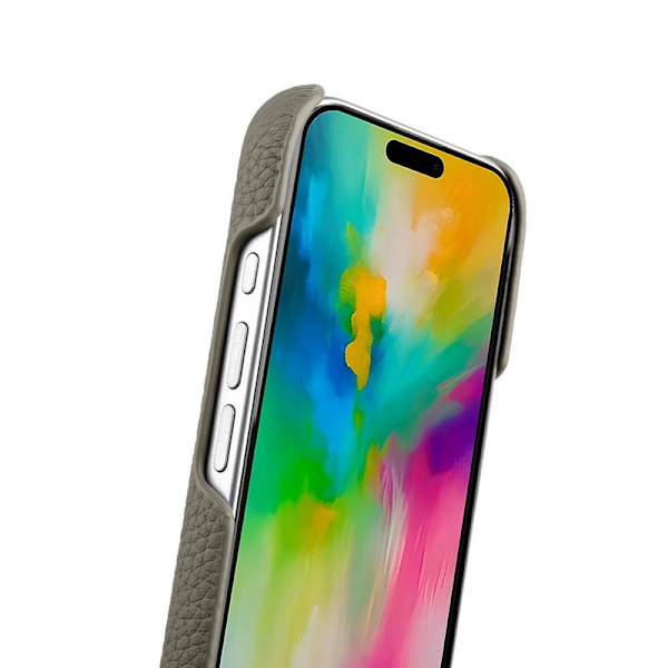MELKCO Mobilskal till iPhone 16 Pro Äkta Läder PC Grå
