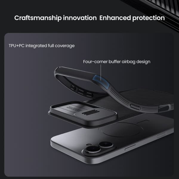 NILLKIN Camshield Pro Mobilskal till iPhone 16 Plus med Kameraskydd Grön
