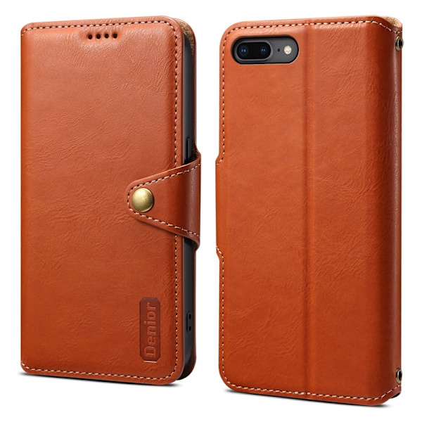 DENIOR iPhone 7 Plus / 8 Plus Plånboksfodral Konstläder - Brun