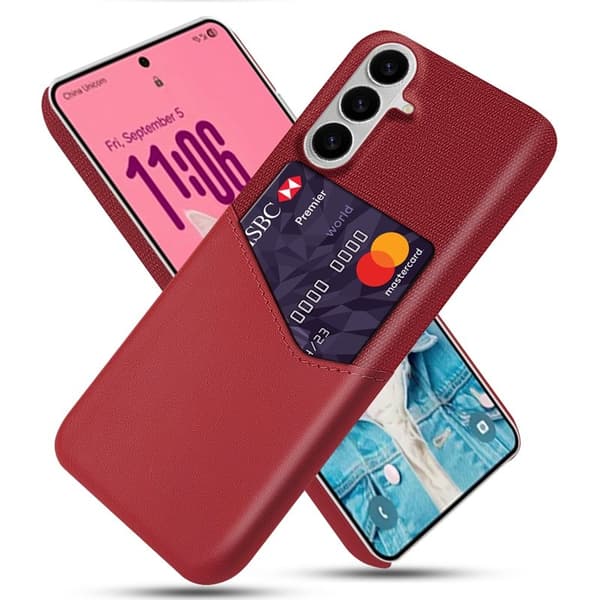 Samsung Galaxy S26/S26 Pro Skal PU Läder Klädd Hård PC - Röd