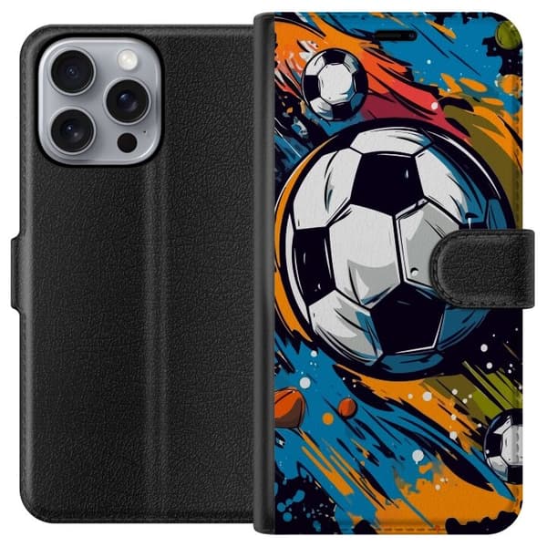 Plånboksfodral till Apple iPhone 16 Pro Max med Fotbollar