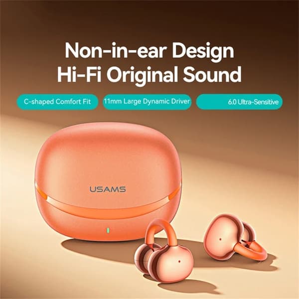 USAMS Clip-On Trådlös Hörlurar Echo R03 Bluetooth 5.0 med 11 mm - Blå
