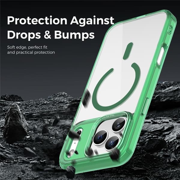 Mobilskal till iPhone 17 Pro Max MagSafe Transparent TPU+PC - Grön Grön