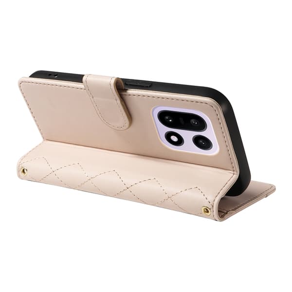 OnePlus 15 5G Plånboksfodral Rhombus Konstläder Beige