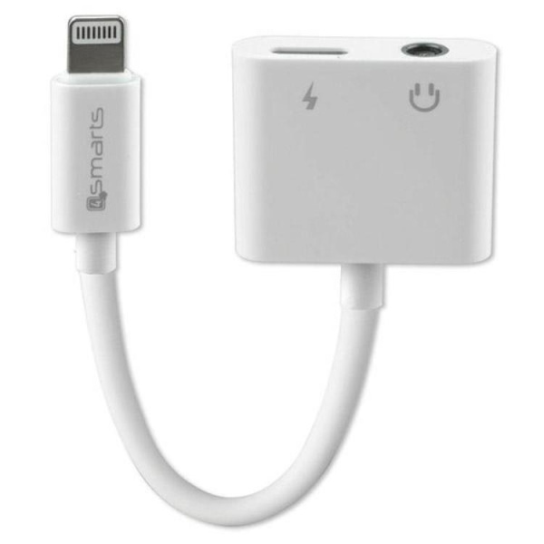 4smarts Lightning til Lightning/AUX Splitter Adapter Vit