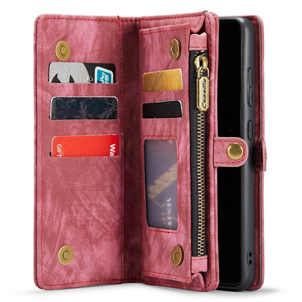CASEME Multi-function Wallet KonstLäder Mobilskal Röd för Samsung Galaxy A52