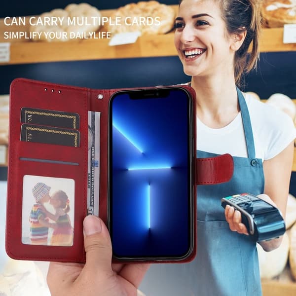 Oppo Find X9 Pro 5G Kortfack Plånboksfodral Konstläder Flip - Röd