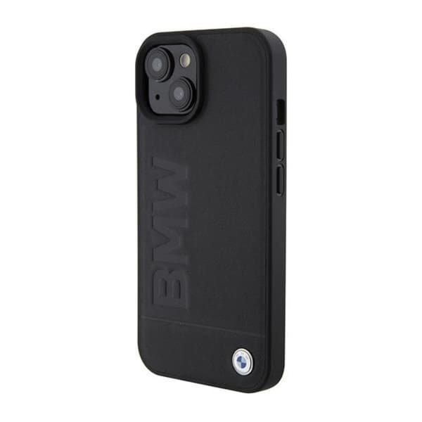 BMW iPhone 15 Mobilskal Magsafe Læder Hot Stamp - Sort Black