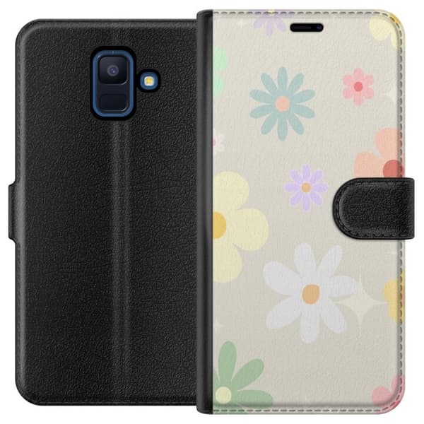 Plånboksfodral till Samsung Galaxy A6 (2018) med fejdande blommor