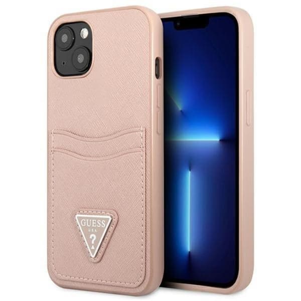 Guess iPhone Mini Kuori Korttikotelo Saffiano Triangle Logo - Pinkki Rosa