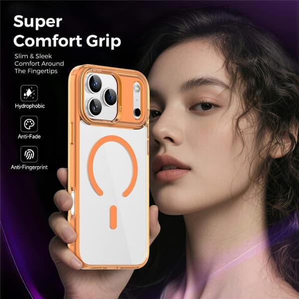 Mobilskal till iPhone 17 Pro Max MagSafe Transparent TPU+PC - Orange Orange