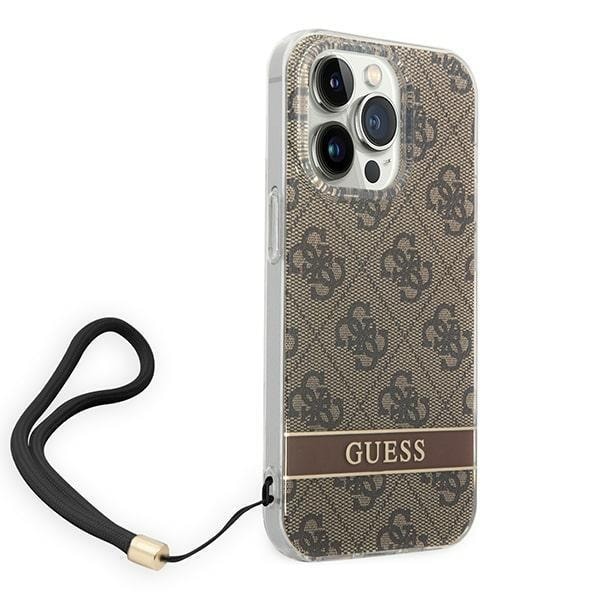 GUESS iPhone 14 Pro Skal Print Strap - Brun Brun