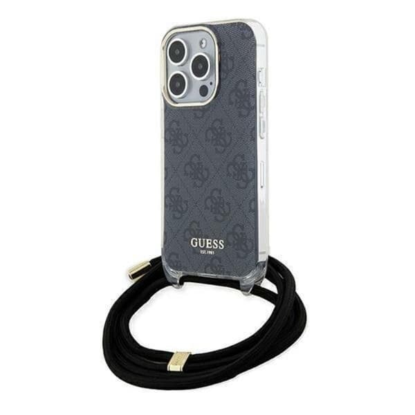 Guess iPhone 15 Pro Max Mobilskal Crossbody Cord 4G Print - Musta Black