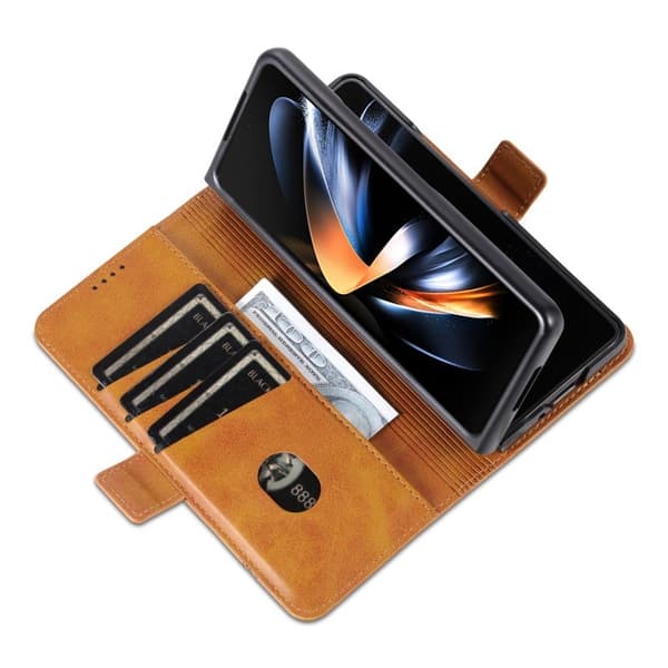 AZNS Samsung Galaxy Z Fold6 Plånboksfodral Konstläder - Brun