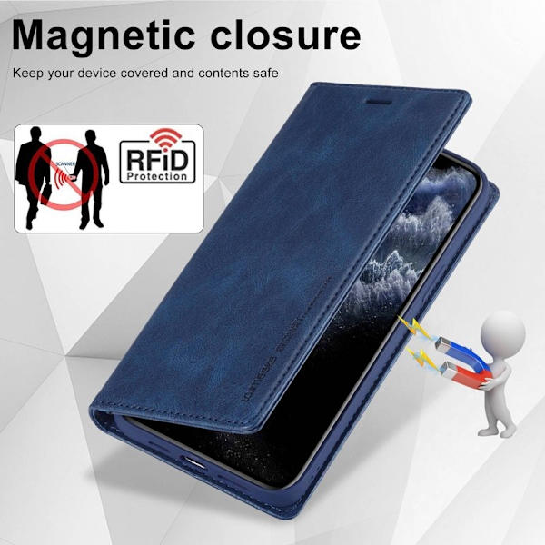 LC.IMEEKE iPhone 11 Pro Max Plånboksfodral Konstläder - Blå