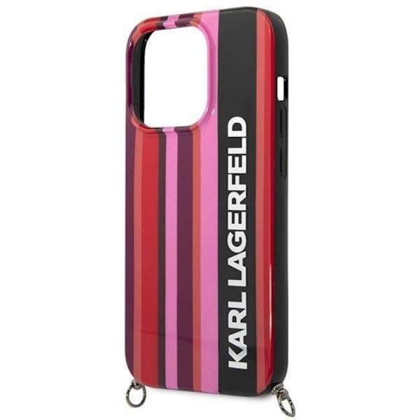 Karl Lagerfeld iPhone 14 Pro Max Skal med halsband Stripes Strap - Rosa