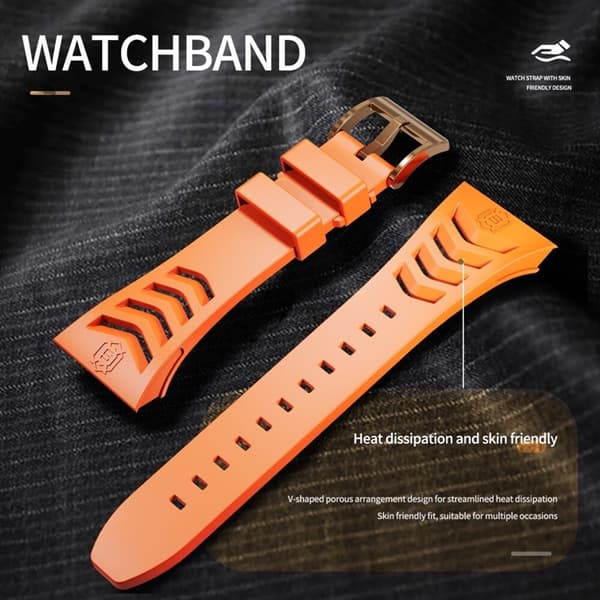 SHELLBOX Apple Watch 44mm Armband Silikon Metal - Orange/Rosa Orange