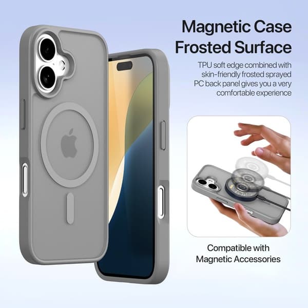 DUX DUCIS Lawa Series iPhone 16 Plus Plånboksfodral Äkta läder - Grå
