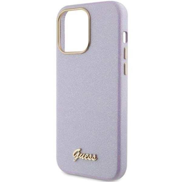 Guess iPhone 15 Pro Mobilskal Glitter Glossy Script - Lila