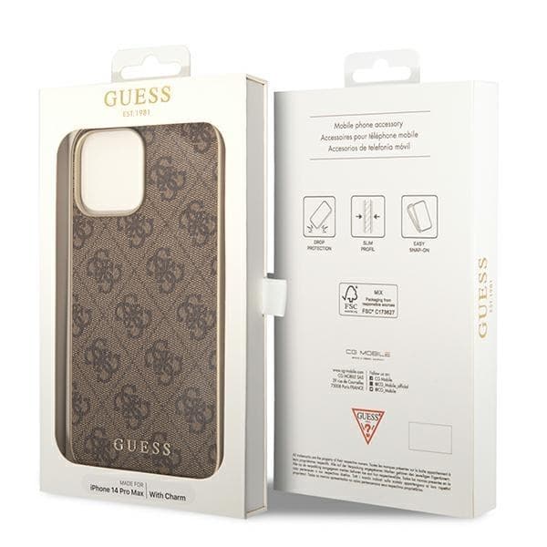 GUESS iPhone 14 Pro Skal Charms Collection - Brun Brun