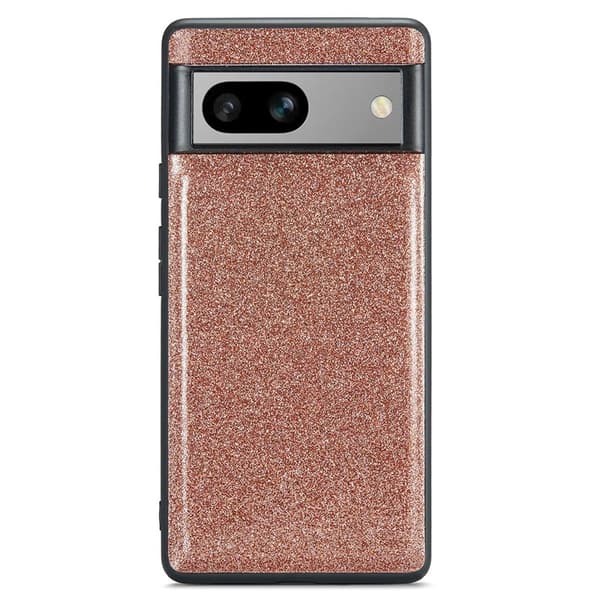 DG.MING Mobilskal till Google Pixel 7a Glitter PU Läder+PC+TPU Guld