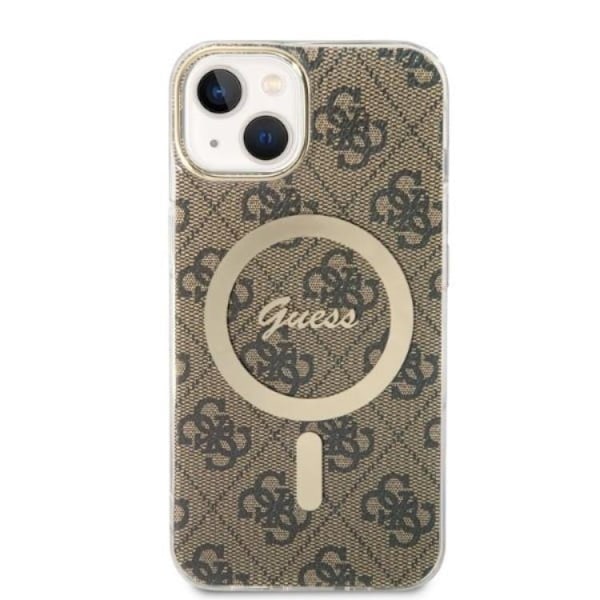 GUESS iPhone 14 Plus Magsafe Skal Print + Trådlös Laddare - Brun