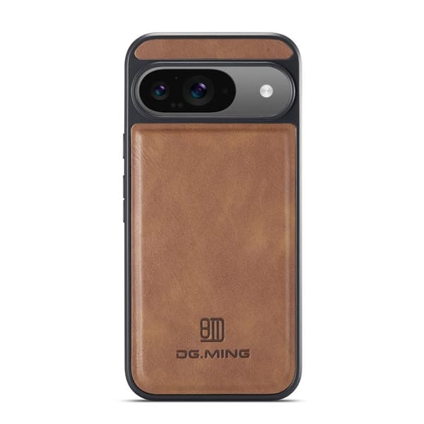 DG.MING Mobilskal till Google Pixel 9 Pro Anti-Drop Läder PC+TPU - Brun