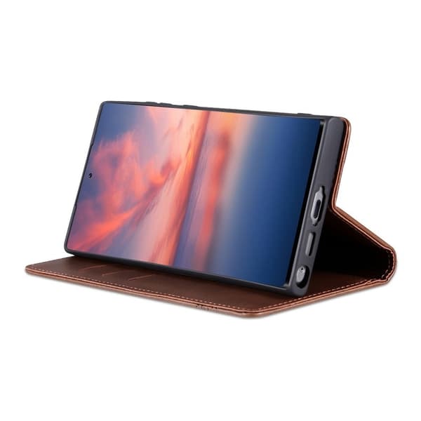 AZNS Samsung Galaxy S23 Ultra Plånboksfodral Konstläder - Brun