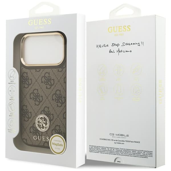 Guess Mobilskal till iPhone 17 Pro Magsafe Strass Logo - Brun Brun